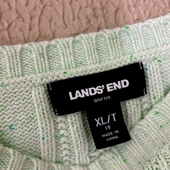 Women’s Lands End Cable Knit Drifter Sweater, XL/T, Mint Green - Picture 2 of 5